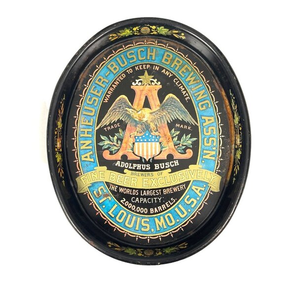 Anheuser-Busch Assn St. Louis MO Beer Vintage Metal Serving Tray Budweiser Eagle - Picture 2 of 9